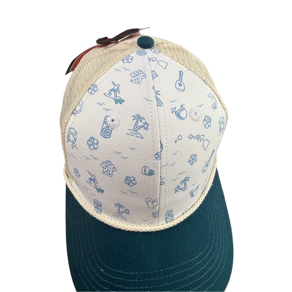 Jack +‎ Sage Women Hawaiian Print Trucker Hat Teal Mesh Snapback Rope Cap NEW